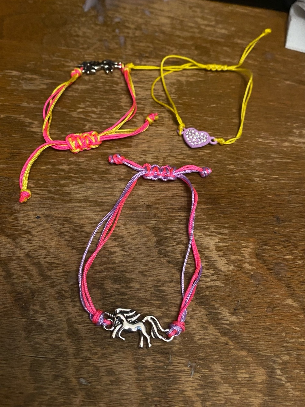 Kids Adjustable Unicorn Charm Bracelet - Pink & Yellow
